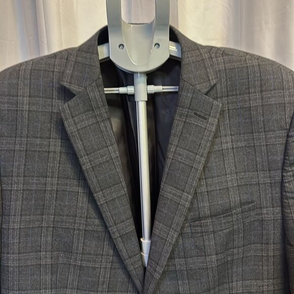 Calvin Klein Mens Plaid Two Button Blazer Jacket, Black C36 - Picture 3 of 12
